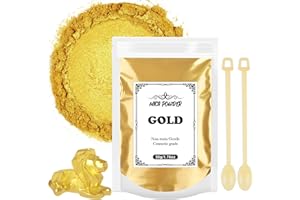 GENERICO Polvere di Mica Metallica 50g, Colori per Resina Epossidica Naturale Colorante Candela,per Epoxy Resin Art,Sapone,Kit Slime,Candele, Bomba da Bagno,Trucco del Viso(ORO)