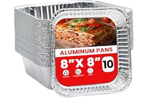 XpressPak [10-Pack - Aluminium Foil Trays - 8 Inch Square - (20x20 cm) - Aluminium Pans Disposable Baking Foil Pans - 8-Inch Square Pans for Baking, Roasting & Food Prepping