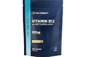 Vitamin B12 500mcg - 400 Veganska Tabletter - 13 Månaders Förbrukning