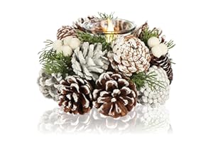 COM-FOUR® Portacandela - portacandele decorativo per Natale e autunno - portacandele con materiali naturali - artigianato (Disposizione dell'Avvento - 1 candela)