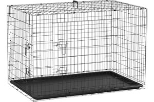 PawHut Cage pour Chien Pliable, en Acier métallique, 2 Portes verrouillables, Plateau Amovible, Cage de Transport pour Chien, 121 x 77 x 82 cm, Noir