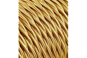 LAMORELL LIGHTDESIGN Câble électrique tressé/tressé avec revêtement en tissu. Couleur dorée. Section 2 x 0,75 (5 mètres)