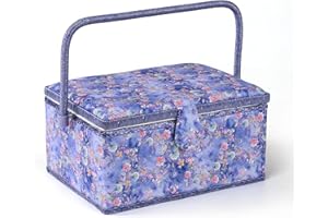 NOTIONSLAND Sewing Baskets for Home, Large Sewing Box for Storage and Organisation, Sewing Basket with Accessories, Gift for Christmas, Thanksgiving, Mother's Day (Violet-Blue)