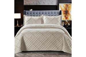 Fit Even Quilt Ruffle Bedspread 3 Piece Set – Coverless Quilted Diamond Pattern Bedspread, Comforter Throw, Summer and All-Season Lightweight Bedding Sets, with 2 Pillow Sham (Super King, Mink)