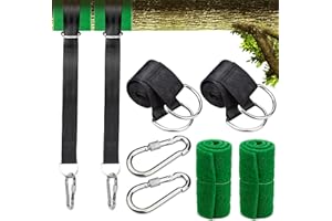 GLORHA Tree Swing Straps Hanging Kit Holds 500kg, Adjustable Hammock Tree Hanging Straps with Tree Protectors and Lock Carabiners
