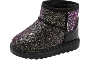 Happy Cherry Bottes Enfants Fille Antidérapant Chaud Enfant Bottes de Neige Hiver Fille Bébé Fourrure Chaussure Hiver Bebe Fille Souple Epais - Taille EU/24-33