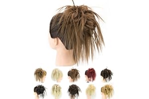 IMISSU 2 Pièces Chignon désordonné Piece Updo Faux Chouchous Extension Ondulés Bouclés Postiches Queue De Cheval Chignon Bandeau pour Femmes Filles (2PCS Cuivre)