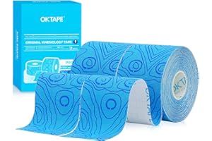 ‎OK TAPE OK TAPE Kinesiologie Tape (5cm x 5m) Wasserfestes Hautfreundliche elastisches Kinesiotape für Knieschmerzen, Ellenbogen und Schulter (2 Rollen,Blau)