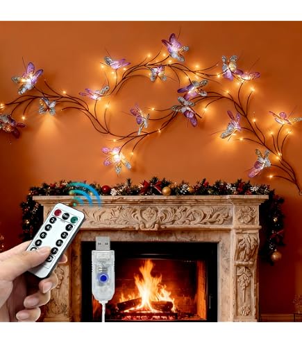 LED Schmetterling Lichterkette – 2m, 10 Warmweiße LEDs, Batteriebetrieben, Für Kinderzimmer, Party & Balkon, Lila