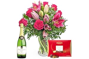 PRESTIGEFLOWERS Rose and Lily Champagne Gift - Flowers - Birthday Flowers - Flowers Next Day - Thank You Flowers - Anniversary Flowers - Occasion Flowers - Luxury Flowers - Fresh Cut Flowers