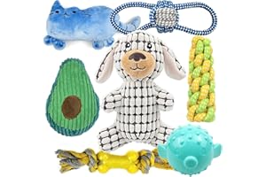 SUNDRAWY Juguetes para Perros Peluche Relleno Bolas de Sonido interactivas Cuerdas de Juguete Juguetes para morder, Selección de Juguetes para Mascotas, Regalo pequeño y Mediano