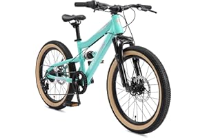 BIKESTAR VTT Vélo Tout Terrain Tout Suspendu pour Enfants de 6 Ans | Bicyclette 20 Pouces, Cadre 11", 7 Vitesses Shimano, Freins Disque