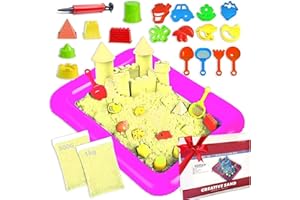 TALENTOYS Kit Box 1000G + 27 Accessori Sabbia Magica per Bambini 3 4 5 Anni Sabbia Magica Sabbia Cinetica Bambini Sabbia Colorata Gioco Bambina Bambino Giochi Creativi Regalo Bambina Bambino - Giallo
