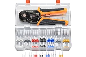 SAERWEAO Crimpzange Set mit 21 Arten Aderendhülsen Set, Sechskant Aderendhülsenzange selbsteinstellend [Für 0,25-6,0mm²] für isolierte/unisolierte Kabelschuhe I Krimpzange, Crimpzangen, Crimp Zange, Presszange
