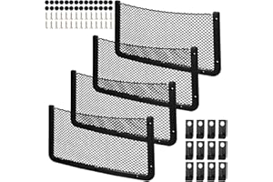 UIHOL Filet Rangement pour Voiture 4 PCS, Organisateurs Rangement Coffre 40*20CM, avec 28 Vis, 12 Crochets, Multifonctionnel Sac Pocket Organizer de Voiture pour Camping-Cars,Bateaux(Filet élastique)