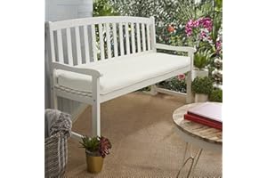 KISAA LIVING Water Resistant Garden Bench Cushion 2 Seater for Patio Furniture Kitchen/Dining Bench Indoor Outdoor Comfortable Modern Thick Cushion With Zipper Removable Washable Cover (2 seater 108x45x6cm, White)