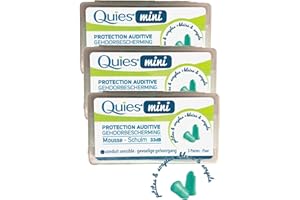 Quies - Quies protection auditive mini mousse 3 paires - Bouchons anti bruit pour conduit sensible - Lot de 3 Boites de 3 Paires (3)