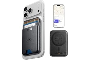 ESR Porte-Cartes pour MagSafe avec Fonction Localiser, Supportes 5 Cartes,Blocage RFID,Magnétisme Wallet pour iPhone,Suivi de Porte-Cartes pour iPhone 17/16/15/14/13/12 Séries,Pas pour 13/12 Mini,Noir