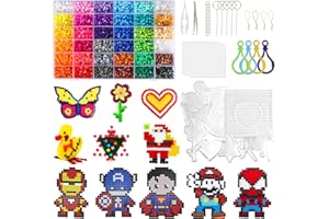 BuYupop Bügelperlen Set, 11000 Bügelperlen 36 Farben Steckperlen mit Bügelperlen Platten, Bügelperlen Vorlagen, Bügelpapier, Bügelperlen DIY Kinder Weihnachten Geschenk, Bügelperlen Pokemon