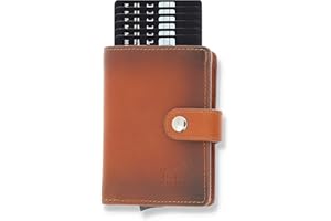 Solo Pelle Skórzany portfel Q-Wallet ze zintegrowanym etui na karty kredytowe na 15 kart + banknoty | etui na karty kredytowe z RFID, Cognac Brown Burned + przegródka na drobne, Einheitsgrösse, etui