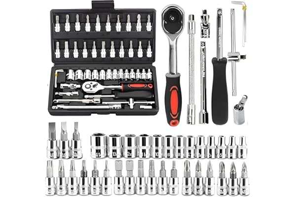 VERAT 46 in 1 Tool Kit/Screwdriver/Multi-Purpose Combination Tool Case Precision Socket Set/DIY Projects/Precision Screwdriver/Set for Game Console/Bike/Car/Home Tool Kit Set Wrench Set (Black)