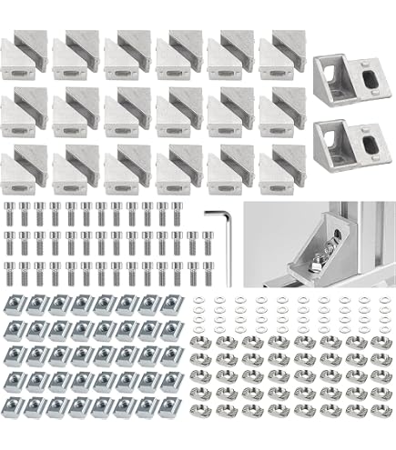 Kamtop Winkelverbinder Eckwinkel Befestigungsmaterial 10× Lenkwinkel Eckverbinder Befestigung Aluprofil Winkel für 20 x 20 Aluprofil Nut 6 Streben