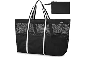 GAGAKU Torba plażowa dla rodziny, rozmiar XXXL, bardzo duża torba plażowa z zamkiem błyskawicznym, torba plażowa z siateczki, na plażę, podróże, kolor czarny/szary/zielony