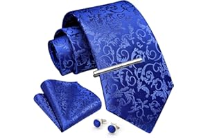 Enlision Cravates Hommes Paisley 9CM Cravate et Pinces à Cravate et Boutons de Manchette et Carre de Poche Emsemble