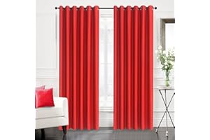 Hadi London Thermal Blackout Curtains with Eyelet Ring Top Ultra Soft Insulated Energy Saving Drapes for Bedroom, Living Room & Kids' Room –Noise Reducing, Light Blocking. (RED, W 46 x L 54)
