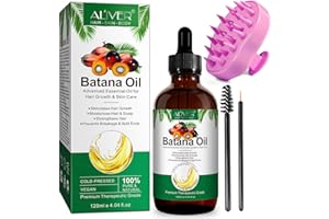 IFUDOIT Aceite de Batana para el Cabello 120 ml con Masajeador de Cuero Cabelludo, Aceite Esencial de Batana 100% Puro y Natural, Promueve el Crecimiento del Cabello, Repara el Cabello Dañado