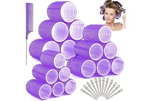 GELEWULD Lot de 31 bigoudis auto-adhésifs - Sans chaleur - Avec 12 pinces à cheveux - Pour salon long, moyen et court - 60/45/36