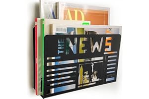 ETTERR Portariviste da parete in metallo di design. Organizer in metallo (News, bianco)