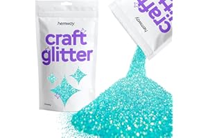 Hemway Craft Glitter Multi Purpose Flakes for Arts Crafts Tumblers Resin Epoxy Nails Wax Scrapbook Glass Schools Decorations - Fluorescent UV Neon Blue - Chunky (1/40" 0.025" 0.6mm) 100g / 3.5oz