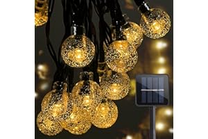 WOWGO Guirlande Lumineuse Solaire Exterieur,7M/23ft 50LED Guirlande Solaire Extérieure Étanche IP65 8 Modes Guirlande Lumineuse Solaire pour Jardin,Arbres,Mariage, Fête,Noël(Blanc Chaud)