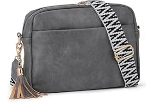 Vividora PU Leder Crossbody Bag Damen,Moderne Mittelgroß Umhängetasche Handtasche mit Abnehmbar Breitem Schultergurt Handytasche Zum Umhängen