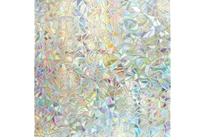 TYSIFUMU 3D Rainbow Window Film Privacy Decorative Sticker for Glass Non-Adhesive Static Clings Removable Vinyl film Effect Anti UV Home (30x200cm)
