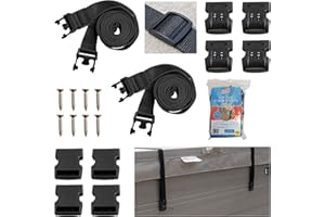 Happy Hot Tubs XL Adjustable Storm Straps (2 PACK). Lock down your large hot tub in high winds or storms. Perfect for Swim Spas and Large Hot Tubs.