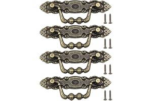 hocadon 4 Piezas Tiradores Vintage con Tornillos de Aleación de Zinc Bronce Antiguo, Tiradores de Cajón Estilo ​Retro, Tiradores Decorativos para Muebles, ​Cajones y Puertas(10.5 * 3.5cm)