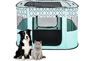 LN COZY CORNER Foldable Pet Playpen, Portable Small Dog Cat Crate, Soft Indoor Outdoor Pet Cage, Puppy Playpen with Mesh Panels, Dog Tent, Cat Playpen, Travel Pet Puppy Cage for Pets (Green-S)
