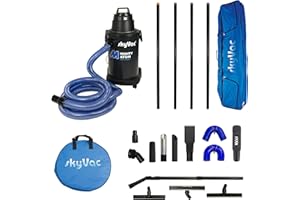 SkyVac Mighty Atom Wet & Dry Gutter Vacuum, 1400W, 8KG, Blow Function, High Reach Push Fit Pole, 4 Poles Package 6M / 20FT HIGH.