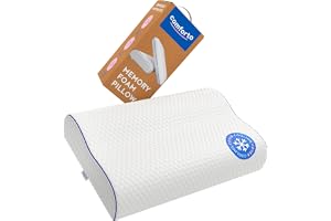 COMFORTO Ergonomic Memory Foam Pillow Wave – Cervical Neck Pillows for Back Sleepers – Firm Bed Pillows with Cooling Cooling Cover, Shoulder & Back Pain Relief Pillows