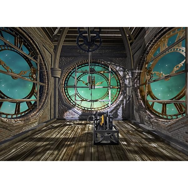 BELECO 10x8ft Fabric Antique Steampunk Backdrop Retro Brass Gold Gear Silver Key Clock Turquoise Textured Steampunk Background Nostalgia Style Novelty Artistic Design Party Decor Photo Studio Props