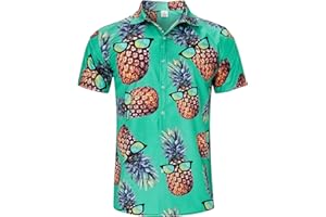 RAISEVERN Śmieszne Hawajska letnia koszula dla mężczyzn z krótkim rękawem, odzież na co dzień wakacje guzik, odzież Hawaii Aloha M-XXL