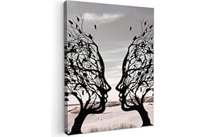 MuchoWow© Stampe Su Tela 60x80 cm Quadro Soggiorno Quadri Camera Da Letto Moderni Accessori Salotto Poster Da Parete Con Cornice DecorazioneSpiaggia - Mare - Persone - Albero - Arte moderna