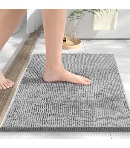 MIULEE Badmat antislip absorberende badkamer zachte luxe douche kleine mat deurmat binnen tapijten keuken tapijten tapijt mat wasbaar voor badkamer slaapkamer keuken ingang 40x60 cm olijfgroen