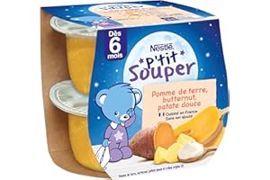 NESTLÉ BÉBÉ - P'TIT SOUPER - TRIO DE POMMES DE TERRE, PATATE DOUCE, BUTTERNUT - DÈS 6 MOIS - 2X200G