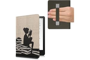 kwmobile Etui Compatible avec Kindle Paperwhite 11e génération - Étui à Rabat magnétique Tablette eReader Similicuir avec Sangle pour Kindle Paperwhite - Noir-Beige