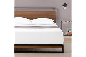 ZINUS Suzanne 18 cm Bamboo and Metal Platform Bed Frame | Wood Slat Support | Easy Assembly | Double | Chestnut Brown