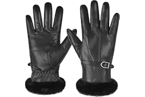 Harssidanzar Leather Gloves For Womens Thermal Lined Winter Sheepskin Leather Gloves SL022UK