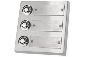 HUBER Surface-Mounted Doorbell Push Button 3-Way Real Metal Door Bell Button with Name Plate Surface-Mounted Brass Bell 3 Bell Push